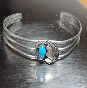 L Yazzie Navajo sterling silver and turquoise bracelet